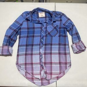Dip Dye Button Up Flannel Shirt